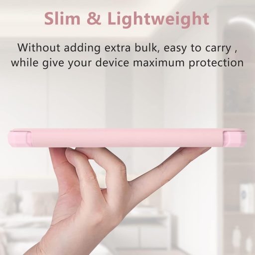 Husa de piele FUWANG pentru Kindle Paperwhite generația 11, 6.8", negru/roz, cu funcție auto sleep/wake