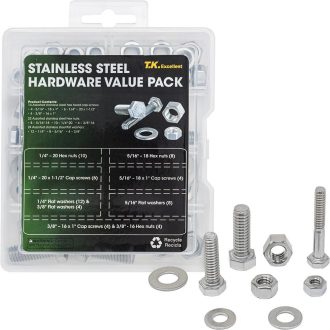   T.K.Excellent Hex Csavar és Anyacsavar Készlet, 304 Rozsdamentes Acél, 60 darabos