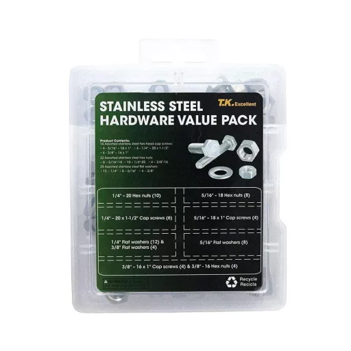 Set de șuruburi și piulițe hexagonale T.K.Excellent din oțel inoxidabil, 60 bucăți