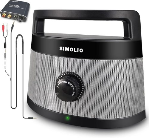 SIMOLIO TV Hangszóró Időseknek - 5,5m Kábel, Optikai/RCA/AUX Csatlakozás, Hangerőszabályzóval