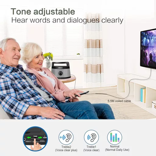 SIMOLIO TV Hangszóró Időseknek - 5,5m Kábel, Optikai/RCA/AUX Csatlakozás, Hangerőszabályzóval