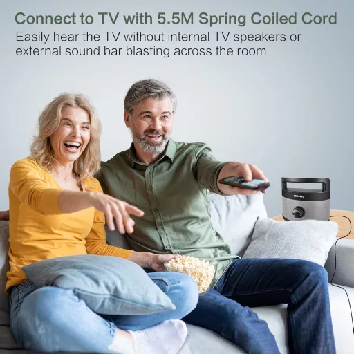 SIMOLIO TV Hangszóró Időseknek - 5,5m Kábel, Optikai/RCA/AUX Csatlakozás, Hangerőszabályzóval
