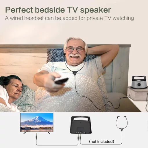 SIMOLIO TV zvučnik za starije osobe - 5,5m kabel, optički/RCA/AUX priključak, s kontrolom glasnoće