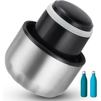   GeeRic Rozsdamentes Acél Cserekulacs Kupak 750ml/1L Termoszokhoz - Dupla Falú Ivópalackokkal Kompatibilis, Kerek, Ezüst/Szürke