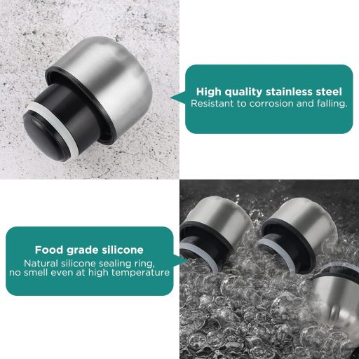 GeeRic Náhradné viečko na fľašu z nehrdzavejúcej ocele pre termosky 750 ml / 1 l - Kompatibilné s fľašami s dvojitou stenou, okrúhle, strieborné/sivé