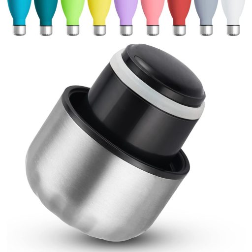 Capac de schimb din oțel inoxidabil GeeRic pentru termosuri de 750ml/1L - Compatibil cu sticle de apă cu pereți dubli, rotund, argintiu/gri