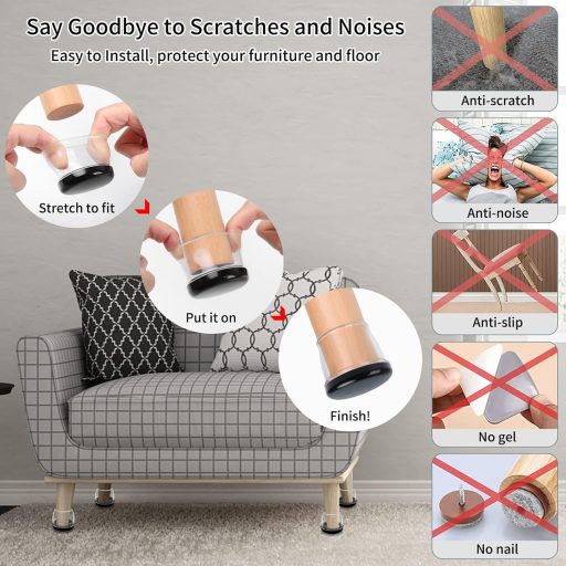 Ezprotekt Szék Lábvédő 16 db Átlátszó Gumipárna Szőnyeghez 36-56 mm