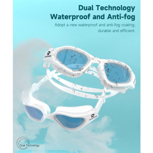 RIOROO Polarizált Úszószemüveg Felnőtteknek - Szivárgásmentes, Széles Látószögű, UV-Védelemmel, Párásodásgátló, Kényelmes Viselet Nőknek és