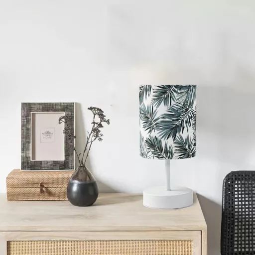 OuXean Moderna stolna lampa E14 za spavaću sobu, noćna svjetiljka s platnenim sjenilom.