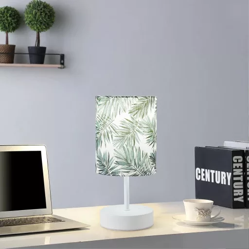 OuXean Moderna stolna lampa E14 za spavaću sobu, noćna svjetiljka s platnenim sjenilom.