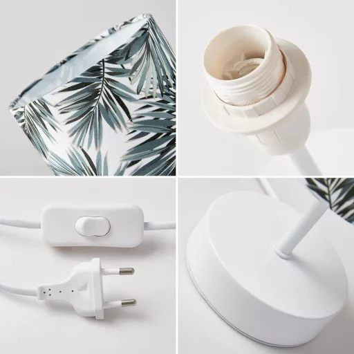 OuXean Moderna stolna lampa E14 za spavaću sobu, noćna svjetiljka s platnenim sjenilom.