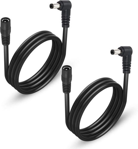 GINTOOYUN 2 db DC5525 Tápkábel Hosszabbító, 90 fokos, 1m, 18AWG, LED világításhoz, CCTV-hez, autóhoz - 5.5x2.5mm