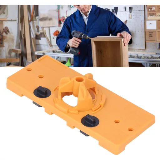 Fafeicy 35mm Șablon balama ascunsă, ghidaj de găurire pentru dulap, găurire găuri, galben