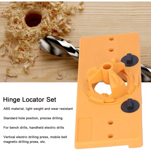 Fafeicy 35mm Șablon balama ascunsă, ghidaj de găurire pentru dulap, găurire găuri, galben