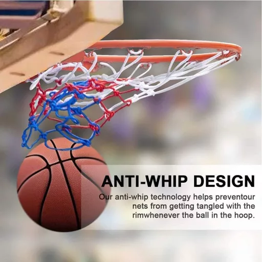 Butyeak Profi Kosárlabda Háló 12 Hurokkal Piros-Fehér-Kék