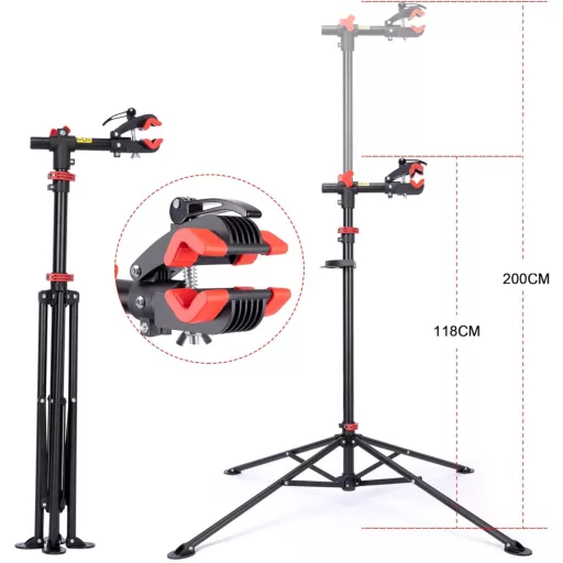 CXWXC Kerékpár Szerelőállvány - Profi Bicikli Javítóállvány 360° Forgatható Fejjel, Szerszámtálcával, 30kg Teherbírással, Összecsukható