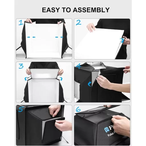 Profesionálny fotostúdiový softbox PULUZ 40x40 cm so 480 stmievateľnými LED svetlami a 4 pozadiami