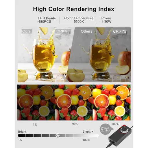 PULUZ 40x40cm Profi Fotóstúdió Softbox 480 LED Dimmer Fénnyel és 4 Háttérrel