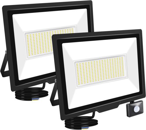 RIGIDON 2x200W Reflector LED de Exterior cu Senzor de Mișcare - 20000 Lumeni, 6000K Alb Rece, Proiector Impermeabil IP66 pentru Grădină, Garaj, Perete Casă