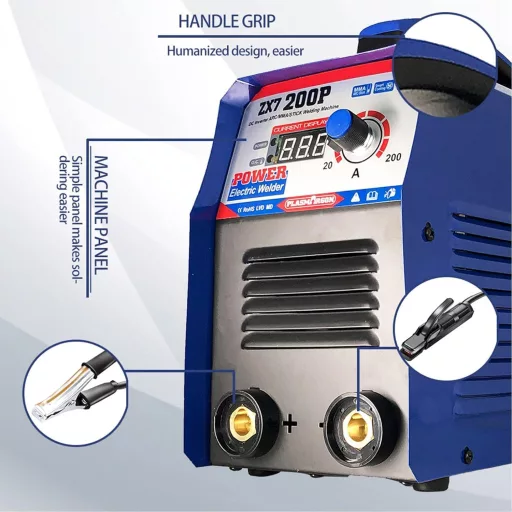 PLASMARGON ZX7-200P Inverteres Hegesztőgép 220V 200A - Hordozható IGBT Digitális MMA ARC Hegesztő Kezdőknek, Alacsony Füst és Por Kibocsátás