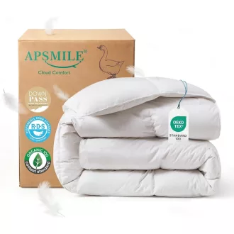   APSMILE Pehelypaplan 200x200 cm, 75% liba toll, 3-as melegség, pamut