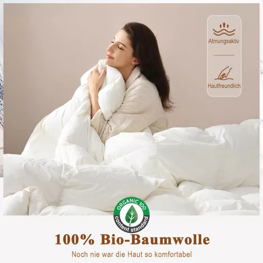 APSMILE Pehelypaplan 200x200 cm, 75% liba toll, 3-as melegség, pamut
