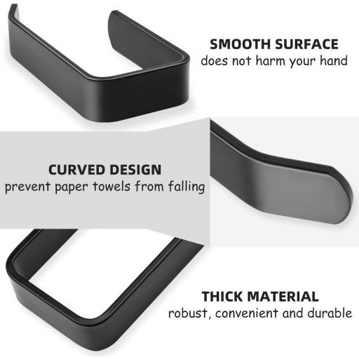 HONZUEN Öntapadós Toalettpapír Tartó Fúrás Nélkül, Fekete Fürdőszoba Konyha