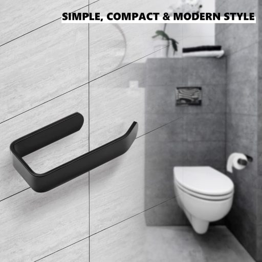 HONZUEN Öntapadós Toalettpapír Tartó Fúrás Nélkül, Fekete Fürdőszoba Konyha