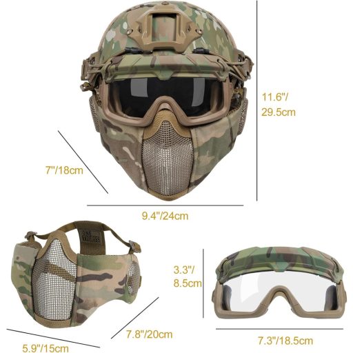 OneTigris Airsoft Kaciga MICH 2000 Maska i Zaštitne Naočale Paintball