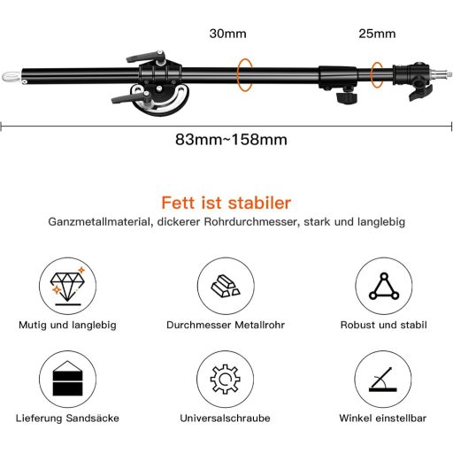 soonpho Boom Arm Pro 83-158 cm Teleskopska produžna ruka s vrećom za protuuteg za foto studio