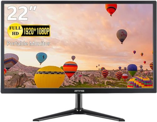 Monitor ZFTVNIE 22" Full HD 1080P - 75Hz Ecran Calculator cu Conectivitate HDMI/VGA, Difuzoare Integrate, Negru