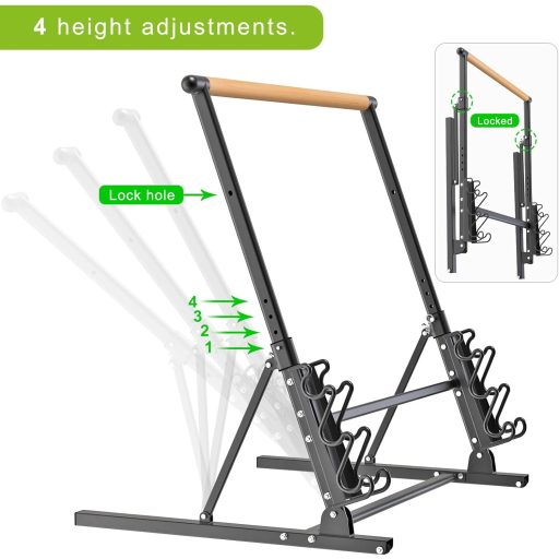 Bară de Balet Portabilă Kipika - Balustradă de Dans Pliabilă pentru Antrenament Acasă, 4 Înălțimi, Suport Greutăți, 101 cm, Design Metal-Lemn