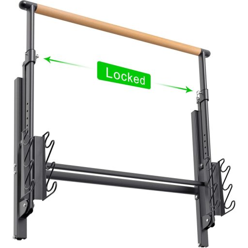 Kipika Hordozható Balett Rúd - Összecsukható Tánckorlát Otthoni Edzéshez, 4 Magasság, Súlyzótartó, 101 cm, Fém-Fa Kivitel