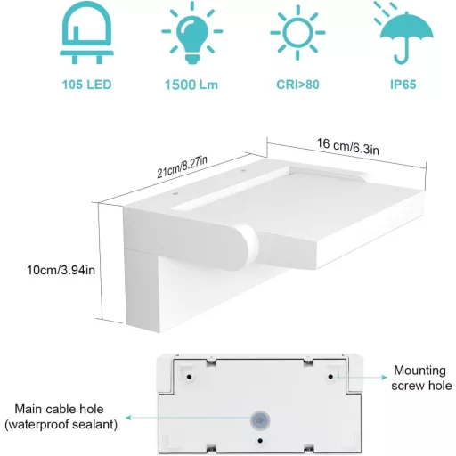 Lampă de perete LED Klighten 24W, reglabilă prin aplicație, iluminat interior și exterior cu protecție IP65