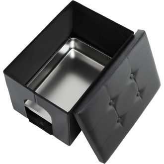   MEEXPAWS Rozsdamentes Acél Macskatoalett Rejtett Tárolószekrénnyel - Vízálló, Nagyméretű, Kutyabiztos Macska WC Bútor, Könnyű Összeszerelés