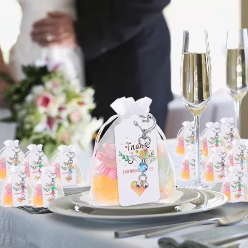 SEPGLITTER Set od 30 privjesaka Anđeo Čuvar s Organza Vrećicama, Poklon za Krštenje, Privjesak za Ključeve, Krizma Vjenčanje Rođendan Poklon za Goste