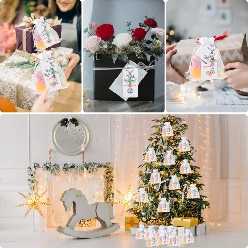SEPGLITTER Set od 30 privjesaka Anđeo Čuvar s Organza Vrećicama, Poklon za Krštenje, Privjesak za Ključeve, Krizma Vjenčanje Rođendan Poklon za Goste