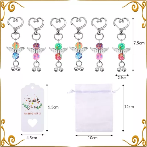 SEPGLITTER 30 darabos Őrangyal Medál Szett Organza Tasakkal, Keresztelő Ajándék, Kulcstartó, Bérmálás Esküvő Születésnap Vendégajándék