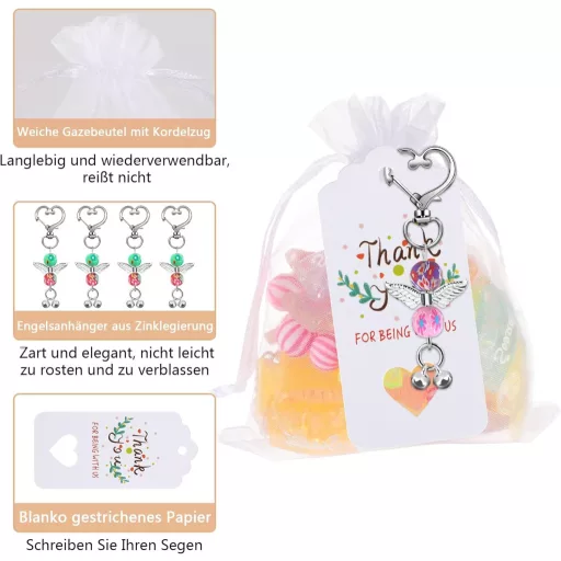 SEPGLITTER 30 darabos Őrangyal Medál Szett Organza Tasakkal, Keresztelő Ajándék, Kulcstartó, Bérmálás Esküvő Születésnap Vendégajándék