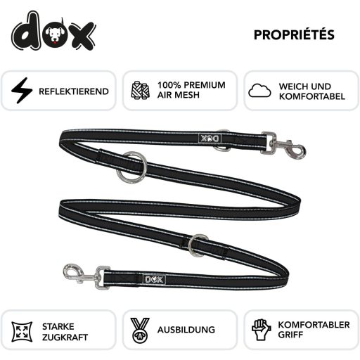 DDOXX Lesă Reflectorizantă pentru Câini, Respirabilă, Tip Plasă, 2m, 3 Nivele de Ajustare, Rezistentă la Mușcături, Verde, Mărimea M, Potrivită pentru Toate Rasele de Câini