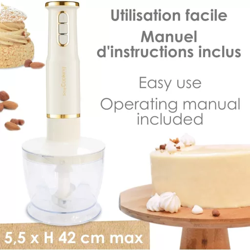 SCRAP COOKING 3 az 1-ben Kézi Mixer - Habverő, Turmixgép és Aprító Funkcióval - Arany és Matt Fekete