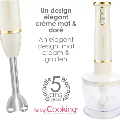 SCRAP COOKING 3 az 1-ben Kézi Mixer - Habverő, Turmixgép és Aprító Funkcióval - Arany és Matt Fekete