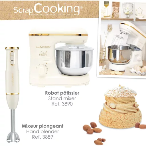 SCRAP COOKING 3 az 1-ben Kézi Mixer - Habverő, Turmixgép és Aprító Funkcióval - Arany és Matt Fekete