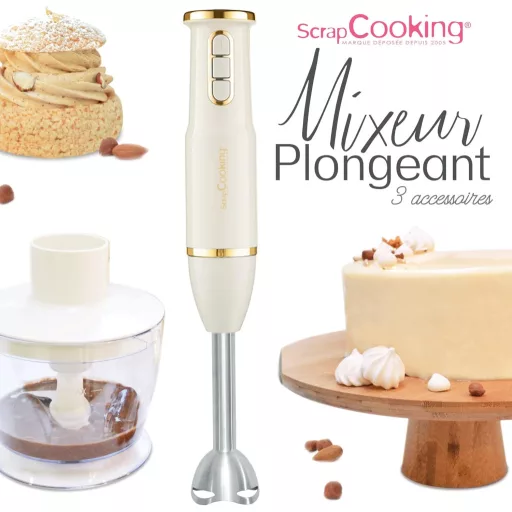 SCRAP COOKING 3 az 1-ben Kézi Mixer - Habverő, Turmixgép és Aprító Funkcióval - Arany és Matt Fekete