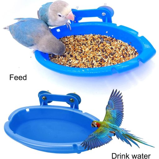 Sunshine Smile Papagáj Fürdő - Madár Fürdőkád Kalitkához, Akasztható Madárfürdető, Többfunkciós Madáritató, Kék Műanyag Madár Kiegészítő Kis