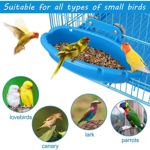 Sunshine Smile Papiga Kupka - Kupka za ptice za kavez, Viseća kupka za ptice, Višenamjenska pojilica za ptice, Plavi plastični dodatak za male ptice
