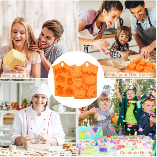 Pwsap 6 üreges Halloween csokoládé forma szilikon - tök, koponya, leprechaun, denevér