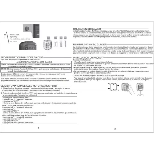 Bežična kodna tipkovnica za motore vrata Avidsen Extel Thomson