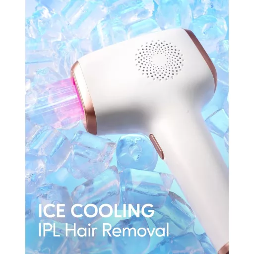 Aparat de epilat IPL INNZA cu funcție de răcire - 999.999 impulsuri luminoase, 9 niveluri de energie, epilare laser nedureroasă pentru față, zona bikinilor