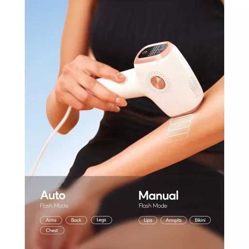 Aparat de epilat IPL INNZA cu funcție de răcire - 999.999 impulsuri luminoase, 9 niveluri de energie, epilare laser nedureroasă pentru față, zona bikinilor
